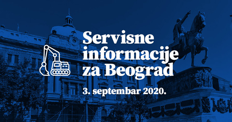 Servisne informacije za Beograd, na dan 03.09.2020. godine