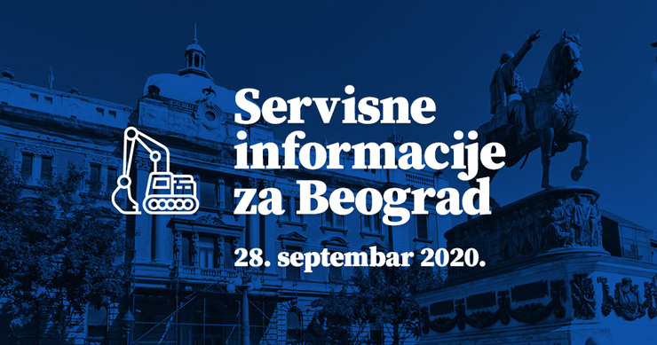 Servisne informacije za Beograd, na dan 28.09.2020. godine