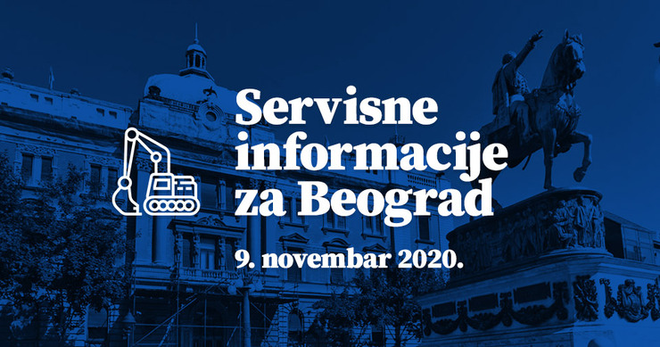 Servisne informacije za Beograd, na dan 09.11.2020. godine